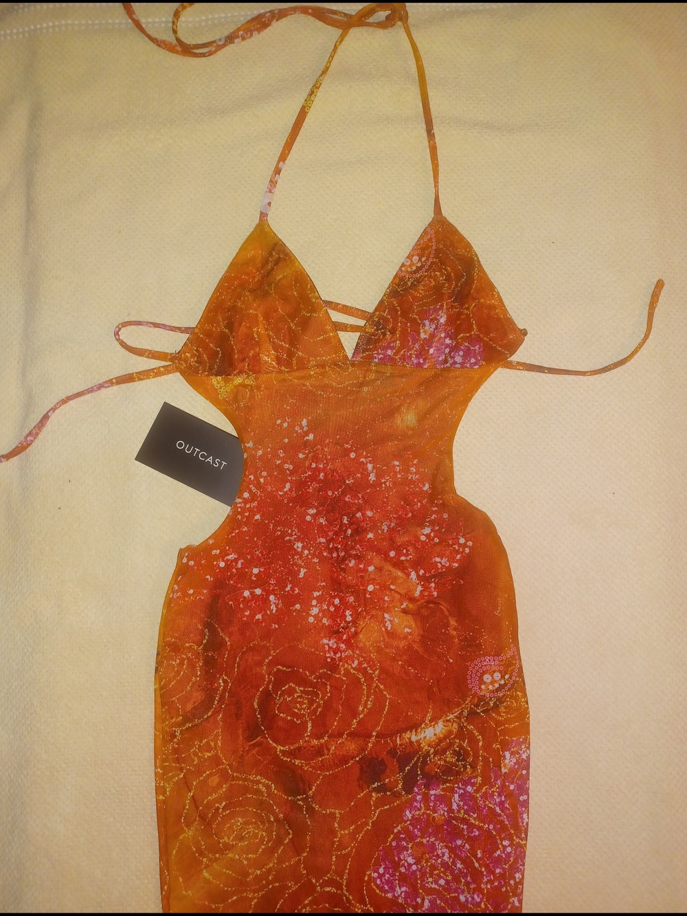 Outcast ESMERELDA Cutout Maxi Dress In Golden Crystal, XS NWT! - Picture 7 of 8